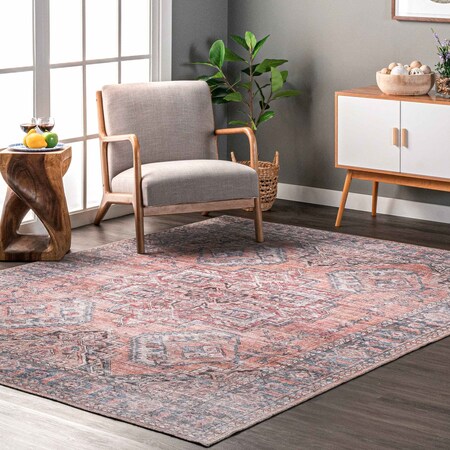 Nuloom Maple Machine Washable Floral Medallion Area Rug 4ft x 6ft KFAE07A-406